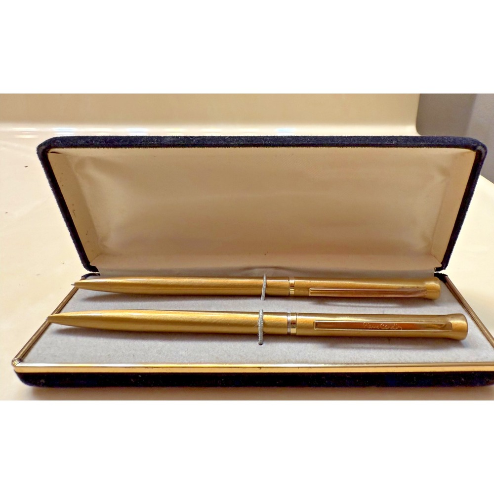 Pierre Cardin Gold Tone Pen and Mechanical Pencil Set Gift Box Vintage Office